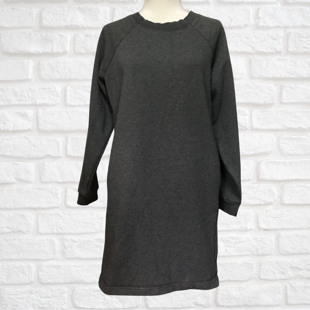 Pact Gray Sweatshirt Dress, Size Large, organic cotton & recycled polyester